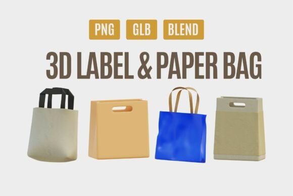 Download 3D Label &amp; Paper Bag Icons Pack 05 - Icon Collection
