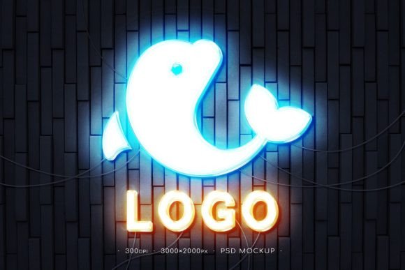 Download Neon Logo Mockup - Neon logo mockup Collection